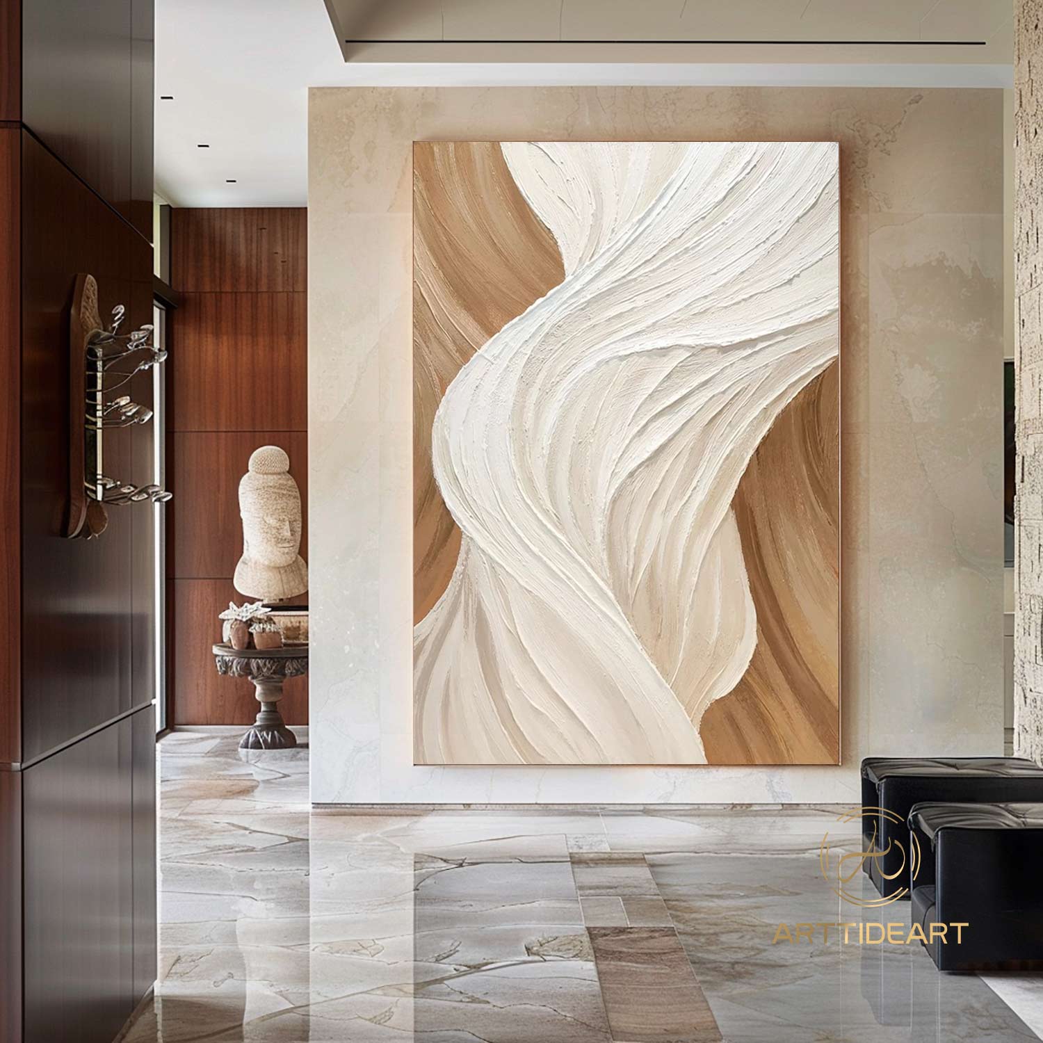 Brown Minimalist Wall Art Wabi Sabi Wall Art Brown and Beige 3D Texture Painting Brown Minimalist Painting Large Neutral Textured Wall Art