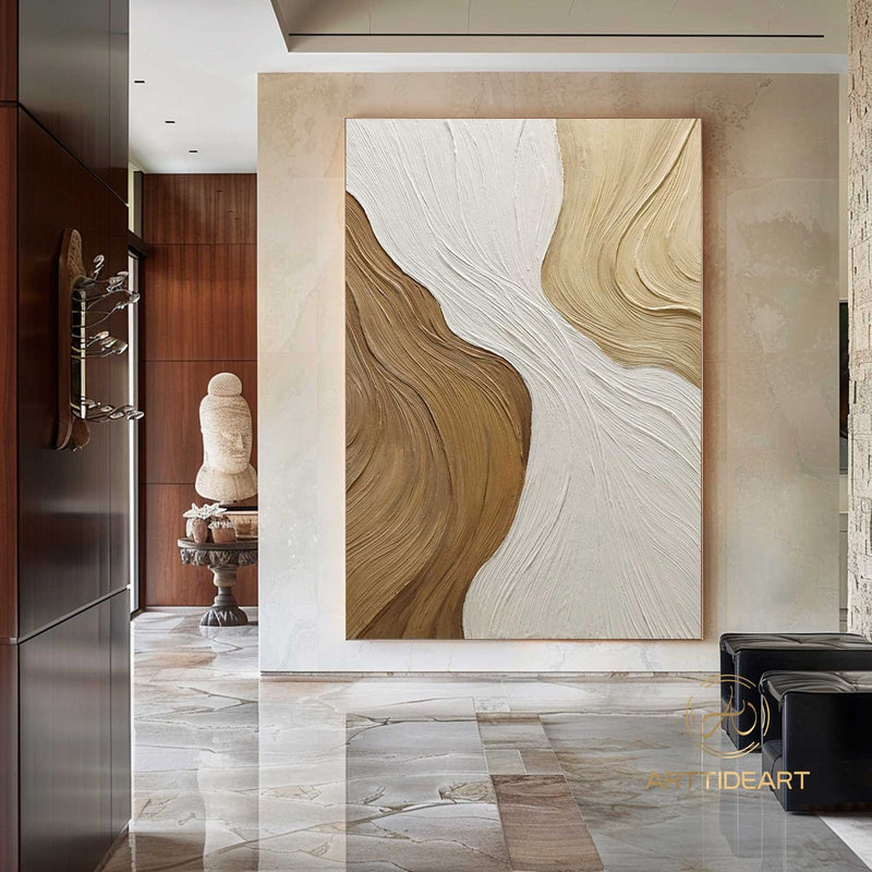Wabi Sabi Wall Art Brown 3D Textured Painting on Canvas Earth Tone Minimalist Painting Neutral Brown Minimalist Wall Art Boho Texture Art