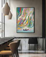 Colorful texture wall art sea wave painting colorful wall art green yellow blue abstract wall art Henri Matisse style impressionist painting