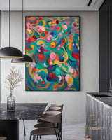 Colorful texture wall art colorful painting colorful wall art green yellow blue abstract wall art Henri Matisse style impressionist painting
