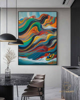 Colorful texture wall art sea wave painting colorful wall art green yellow blue abstract wall art Henri Matisse style impressionist painting