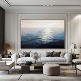 large abstract sunset painting blue sea abstract painting ocean painting coastal painting on canvas seascape painting landscape painting