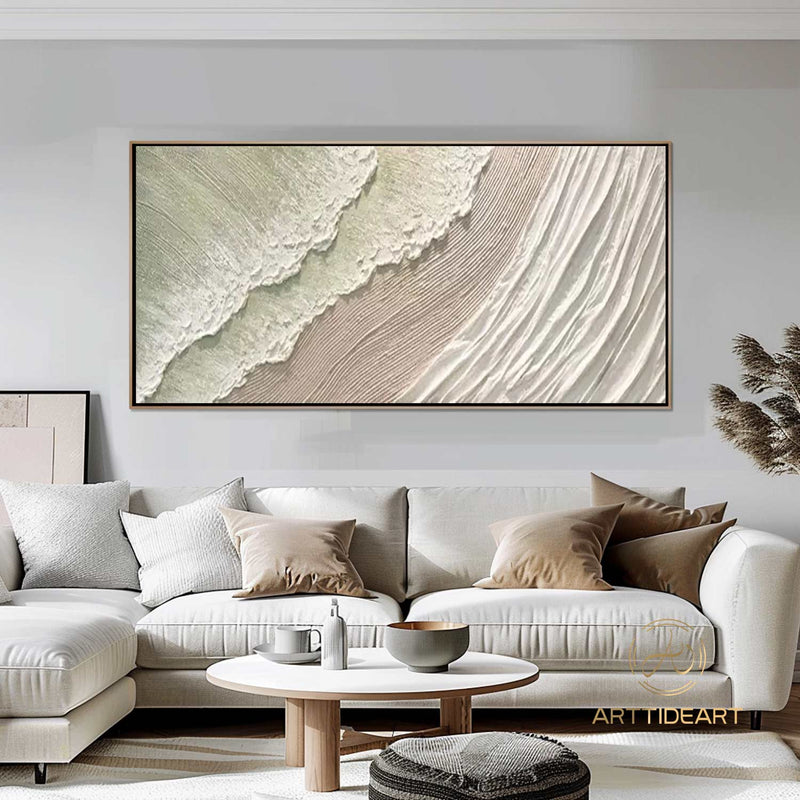 White ocean wave textured painting,sea beach painting,white textured abstract painting,ocean painting,ocean wave landscape painting