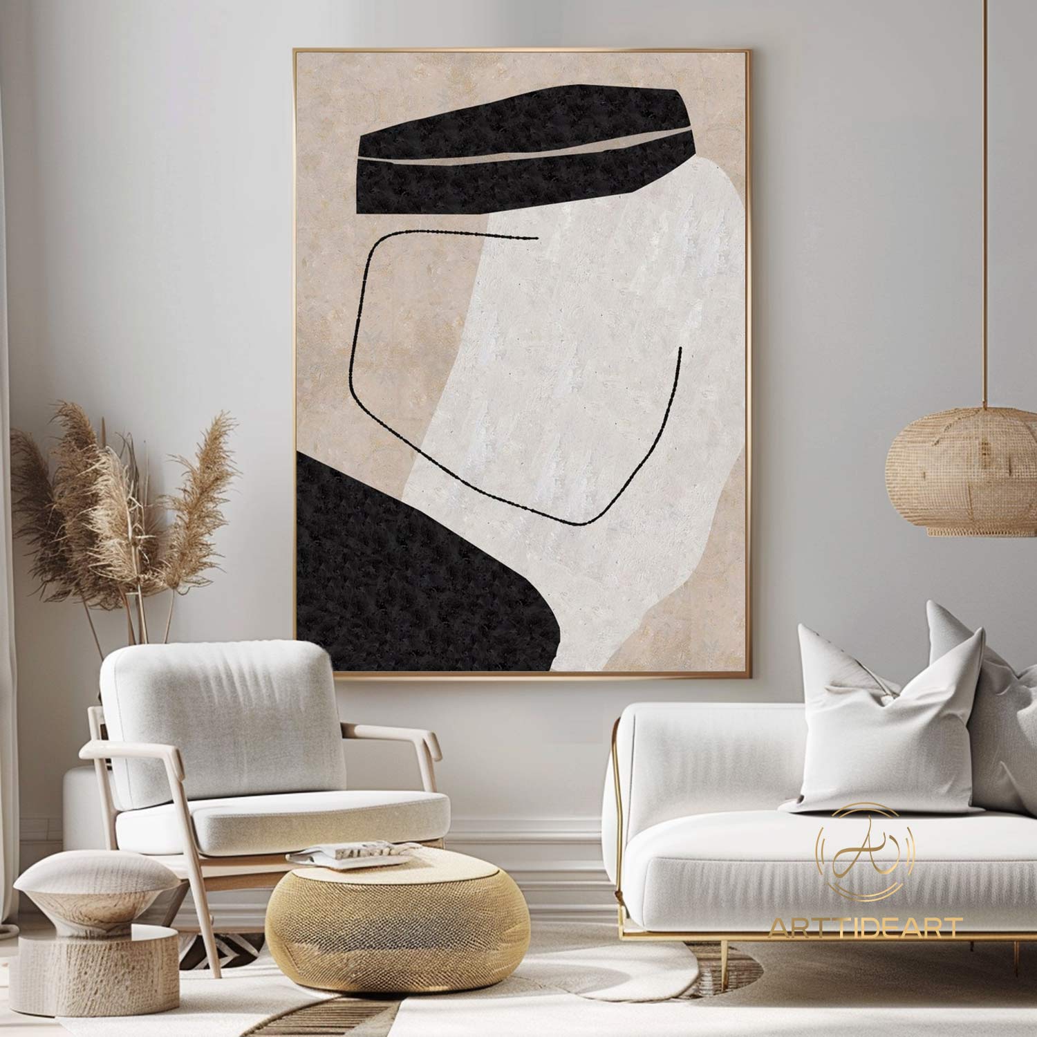 Minimalism Painting Original Minimalist Canvas Art Gray Painting White Abstract Art Neutral Interior Decor Wall Art Nordic Decor Neutral Art