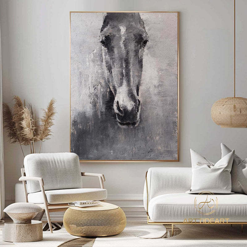 White Stallion Horse Painting,Horse Painting,Equine Wall Decor,Equine Wall Art,Large original Equine Art painting,Painting For Living Room