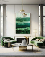 Large Green Oil Painting Green Abstract Wall Art Green Abstract Textured Painting Modern Minimalist Living Room Home Decor Sofa Wall Art