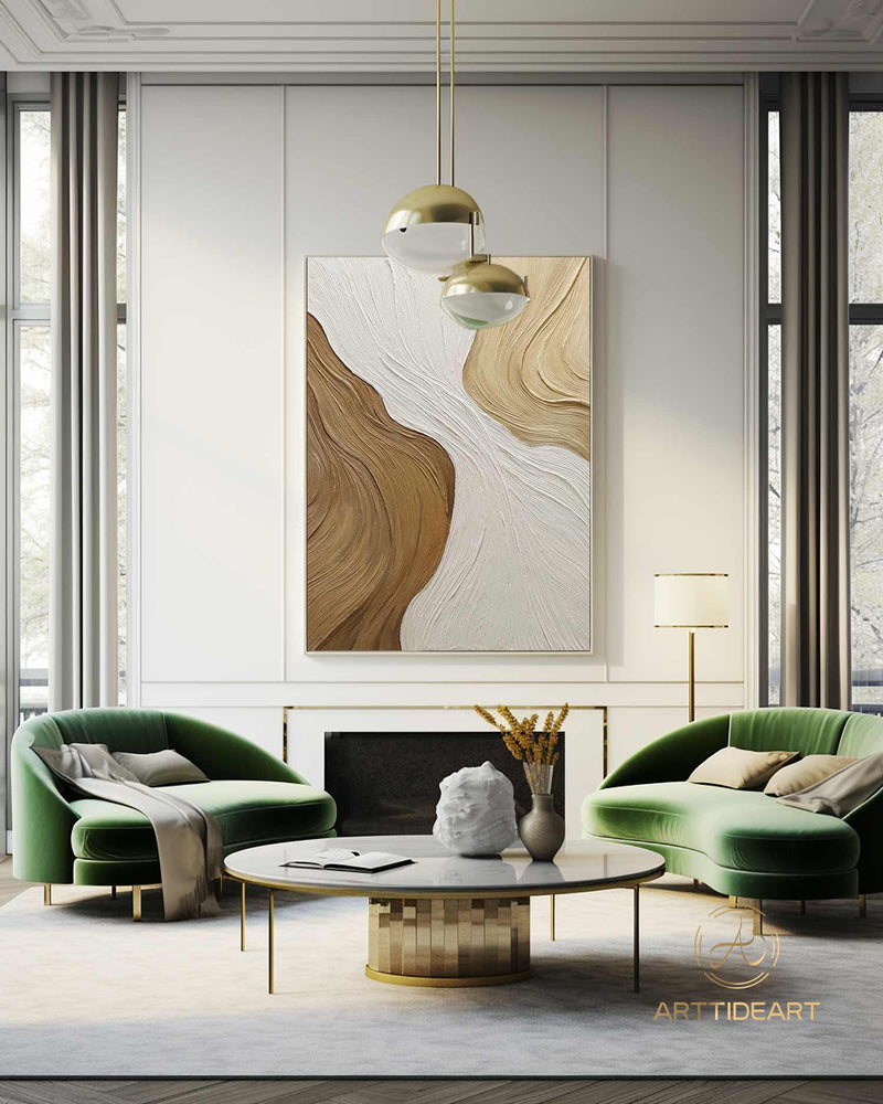 Wabi Sabi Wall Art Brown 3D Textured Painting on Canvas Earth Tone Minimalist Painting Neutral Brown Minimalist Wall Art Boho Texture Art
