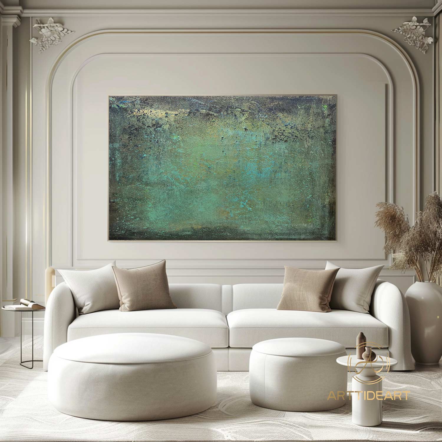 green wall art Green minimalism painting green canvas painting green abstract art green canvas wall art Large green abstract painting