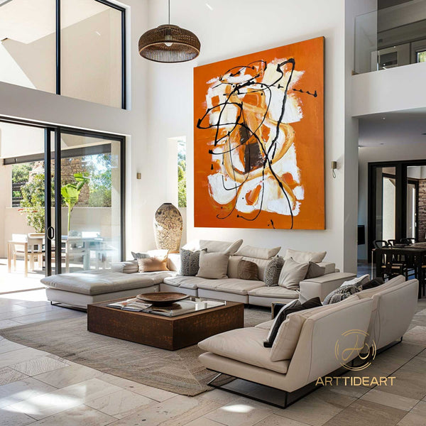 Large Abstract Painting Colorful Painting On Canvas Orange Painting Bright Wall Art Modern Wall Decor Orange Abstract Original Painting art