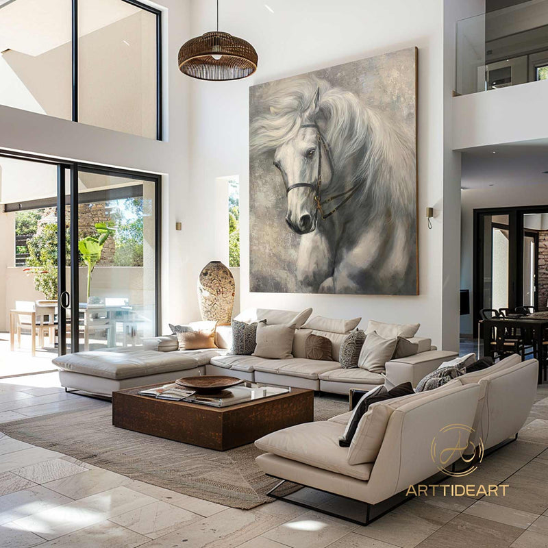 Running Horse Painting Horse Abstract painting Horse Oil Painting Horse Wall Art Brown Horse Artwork for Living Room Animal Painting