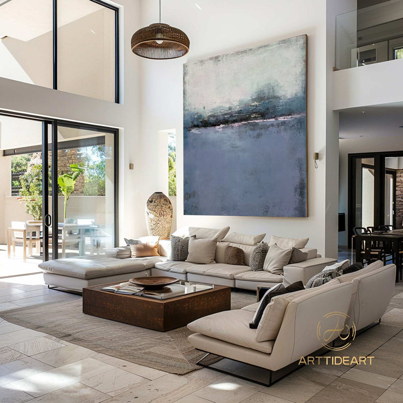 Original Navy Blue Painting Grey Canvas Painting On Canvas Texture Art Abstract Acrylic Art Extra Large Painting on Canvas Modern Art