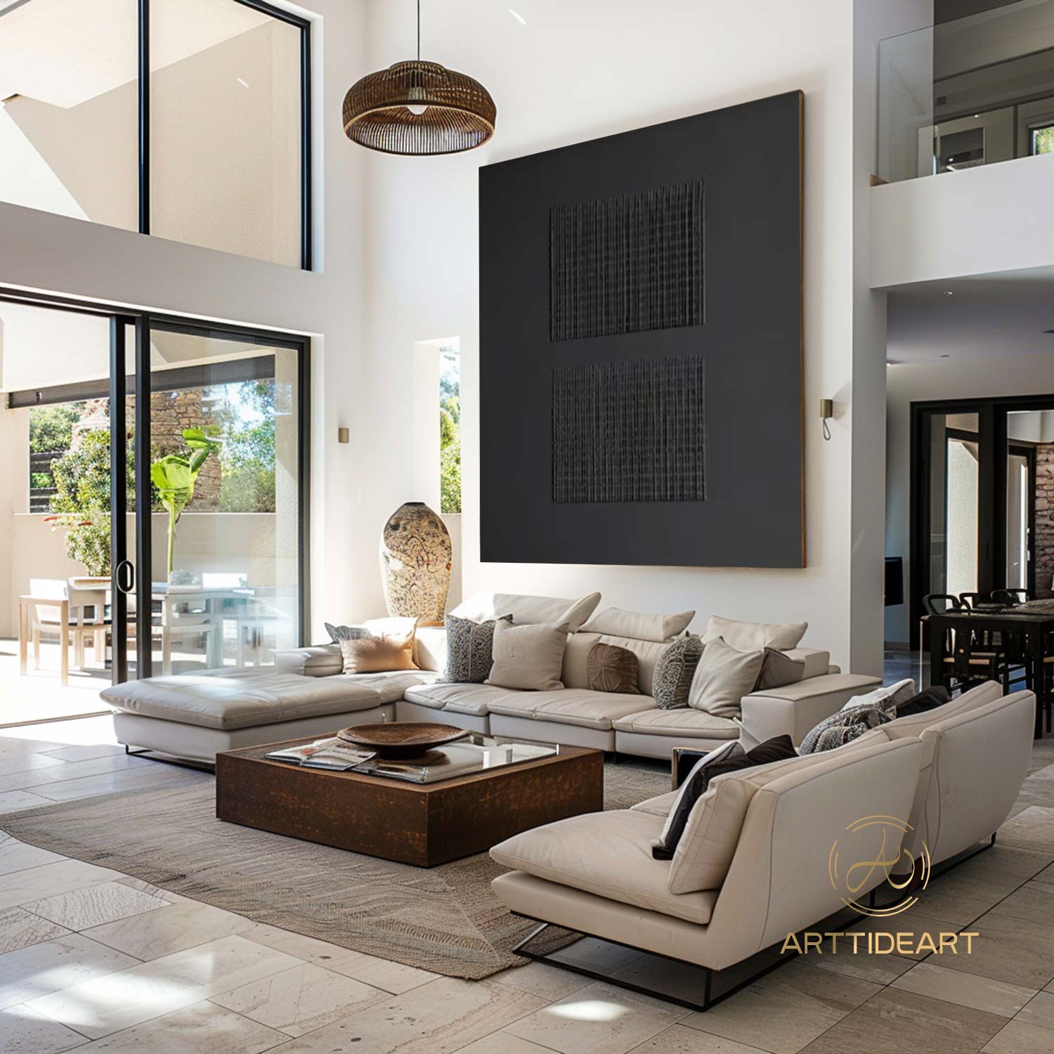 Black 3D Texture Painting Wabi Sabi Wall Art Modern Minimalist Wall Art Large Black Texture Wall Art Mid-Century Modern Minimalist Painting
