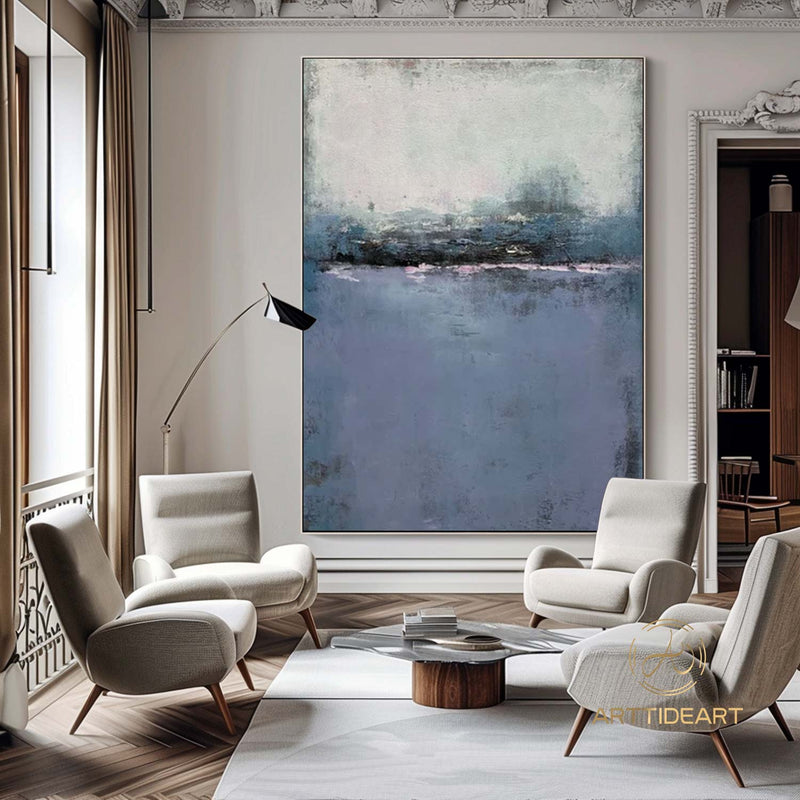 Original Navy Blue Painting Grey Canvas Painting On Canvas Texture Art Abstract Acrylic Art Extra Large Painting on Canvas Modern Art
