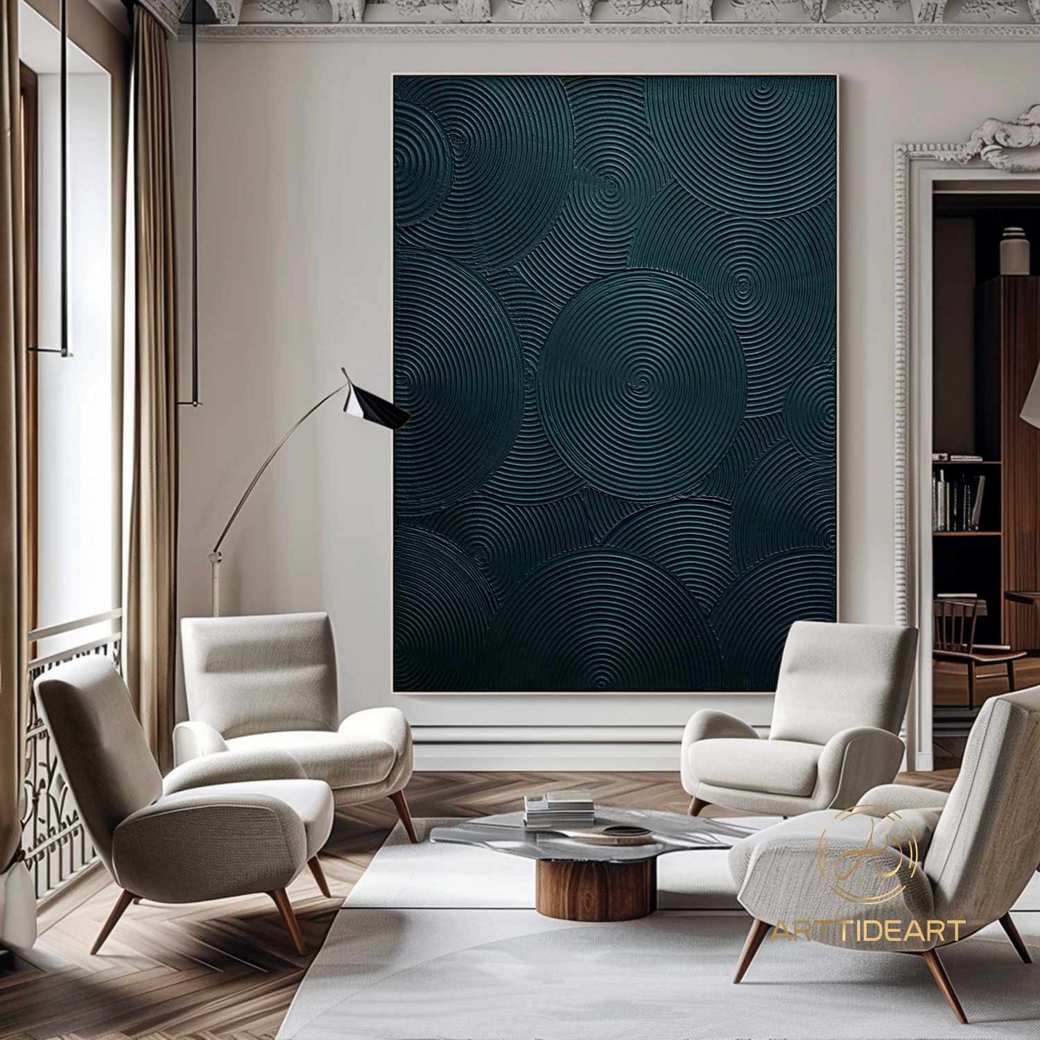 Wabi Sabi Wall Art Green 3D Texutre Painting Green Minimalist Abstract Art Green Arch Wall Art Green Texture Wall Art Modern Wall Decor