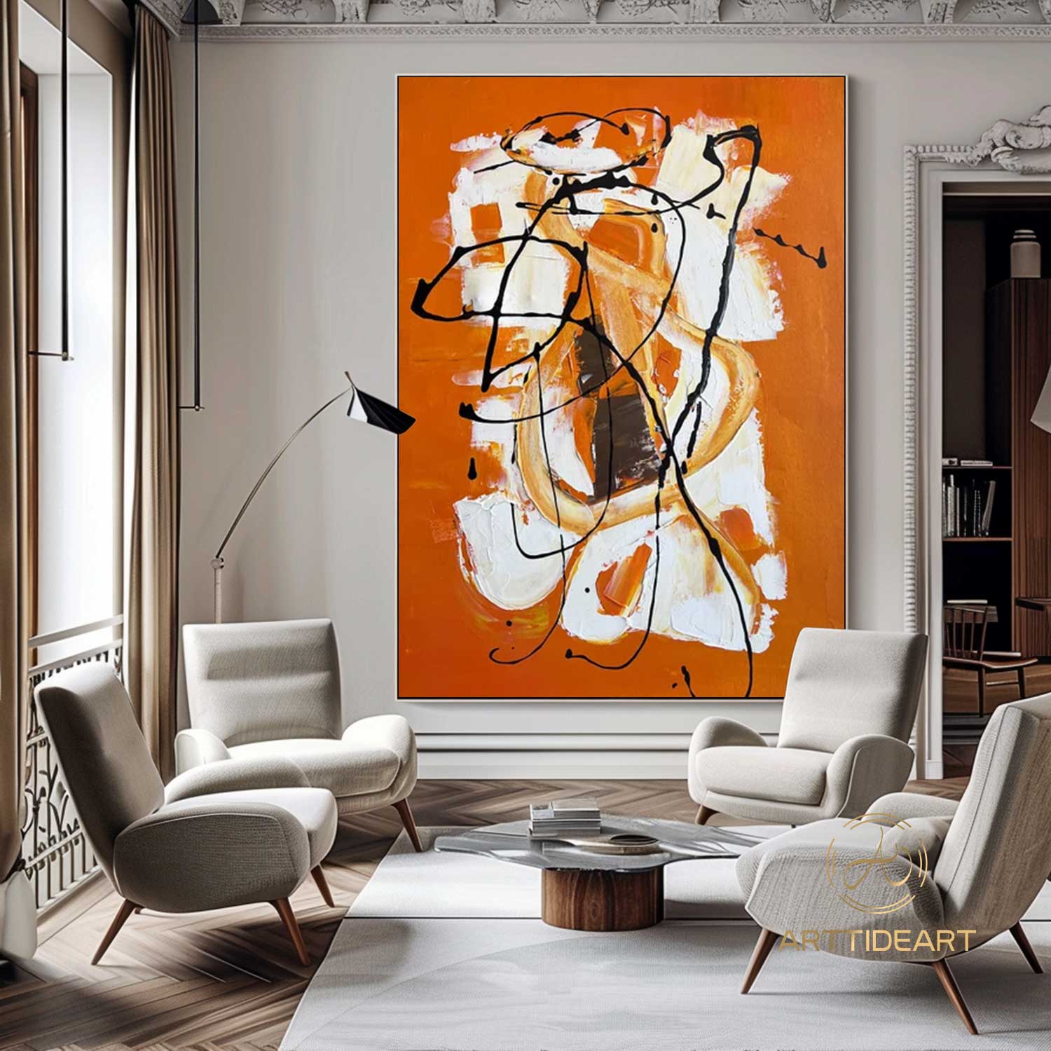 Large Abstract Painting Colorful Painting On Canvas Orange Painting Bright Wall Art Modern Wall Decor Orange Abstract Original Painting art