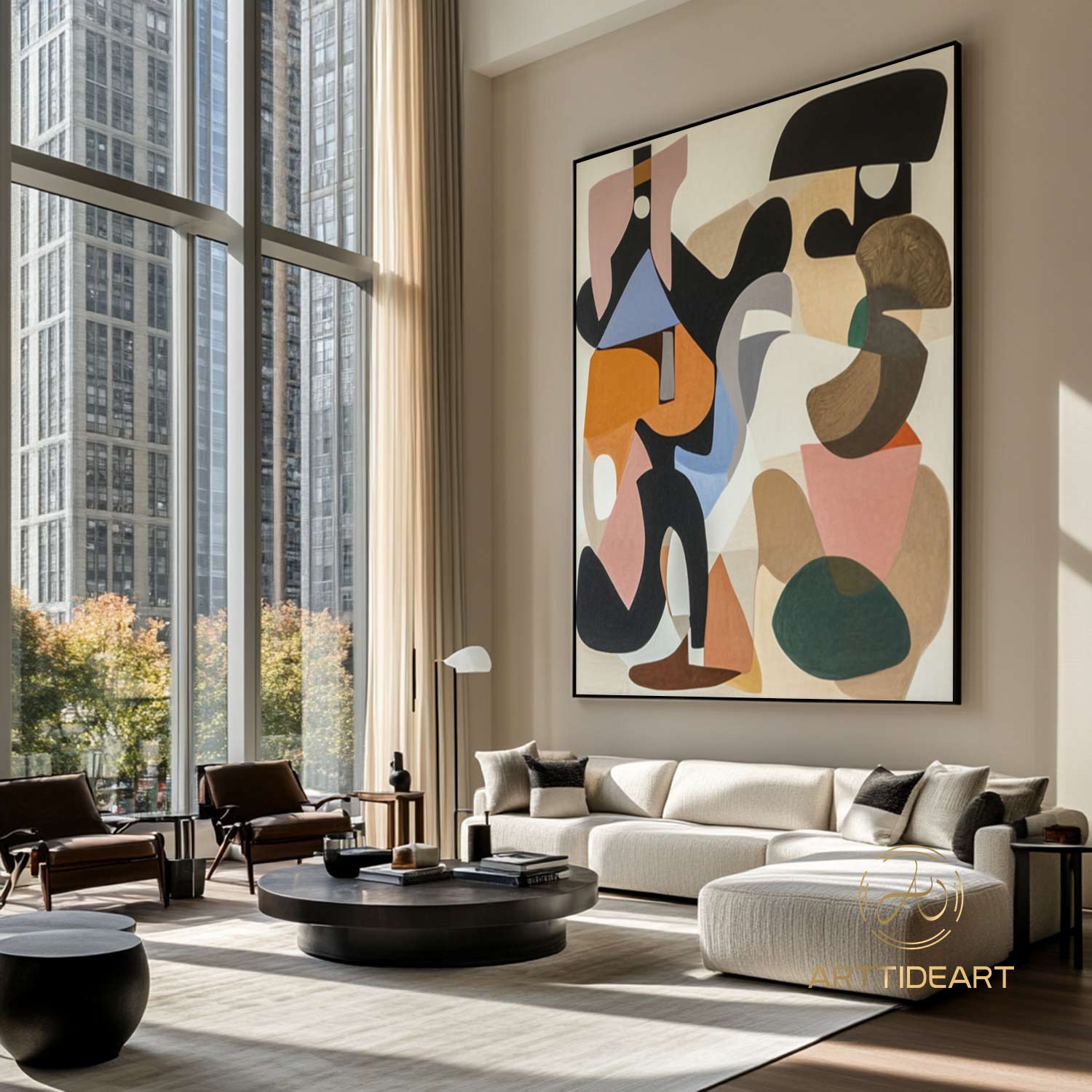 Original Colorful Oil Painting On Canvas, Large geometric Wall Art, Abstract Colorful Painting, Custom Painting, Living room Home Wall Decor