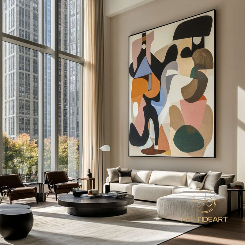 Original Colorful Oil Painting On Canvas, Large geometric Wall Art, Abstract Colorful Painting, Custom Painting, Living room Home Wall Decor