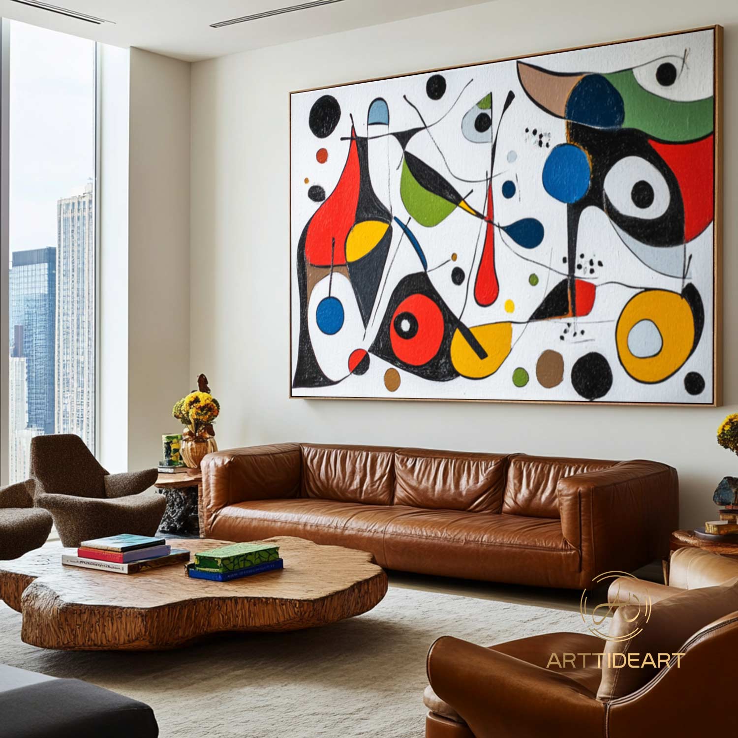 Large Abstract Colorful Painting on Canvas Colorful Textured Wall Art Modern Black and White  Painting Contemporary Living Room Art Vibrant Canvas Art