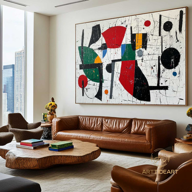 Mid-Century Modern Art Colorful Textured Abstract Painting on Canvas
Red Painting Blue Painting Bright Wall Art Texture Painting