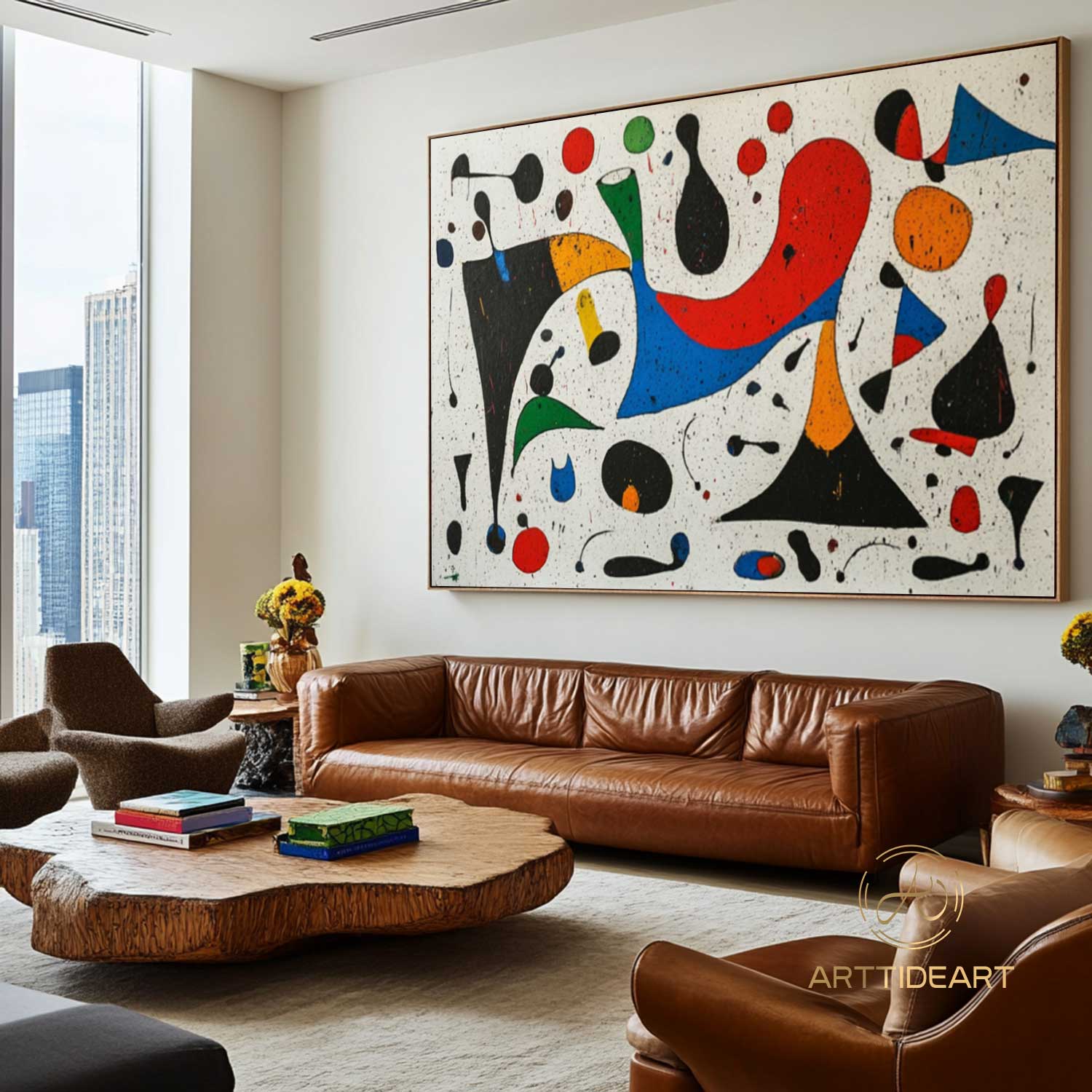 Mid-Century Modern Art Colorful Textured Abstract Painting on Canvas
Red Painting Blue Painting Bright Wall Art Texture Painting