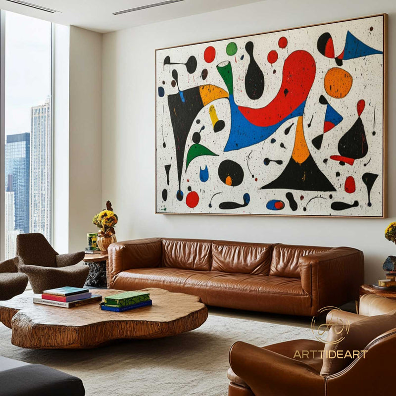 Mid-Century Modern Art Colorful Textured Abstract Painting on Canvas
Red Painting Blue Painting Bright Wall Art Texture Painting