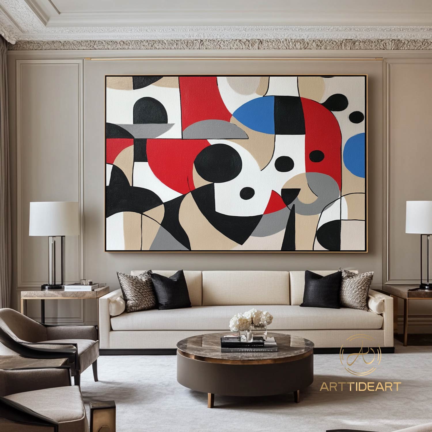 Large Abstract Colorful Painting,Abstract Colorful geometric Painting,Abstract Hand-painting Texture Colorful Wall Art Living Room Decor
