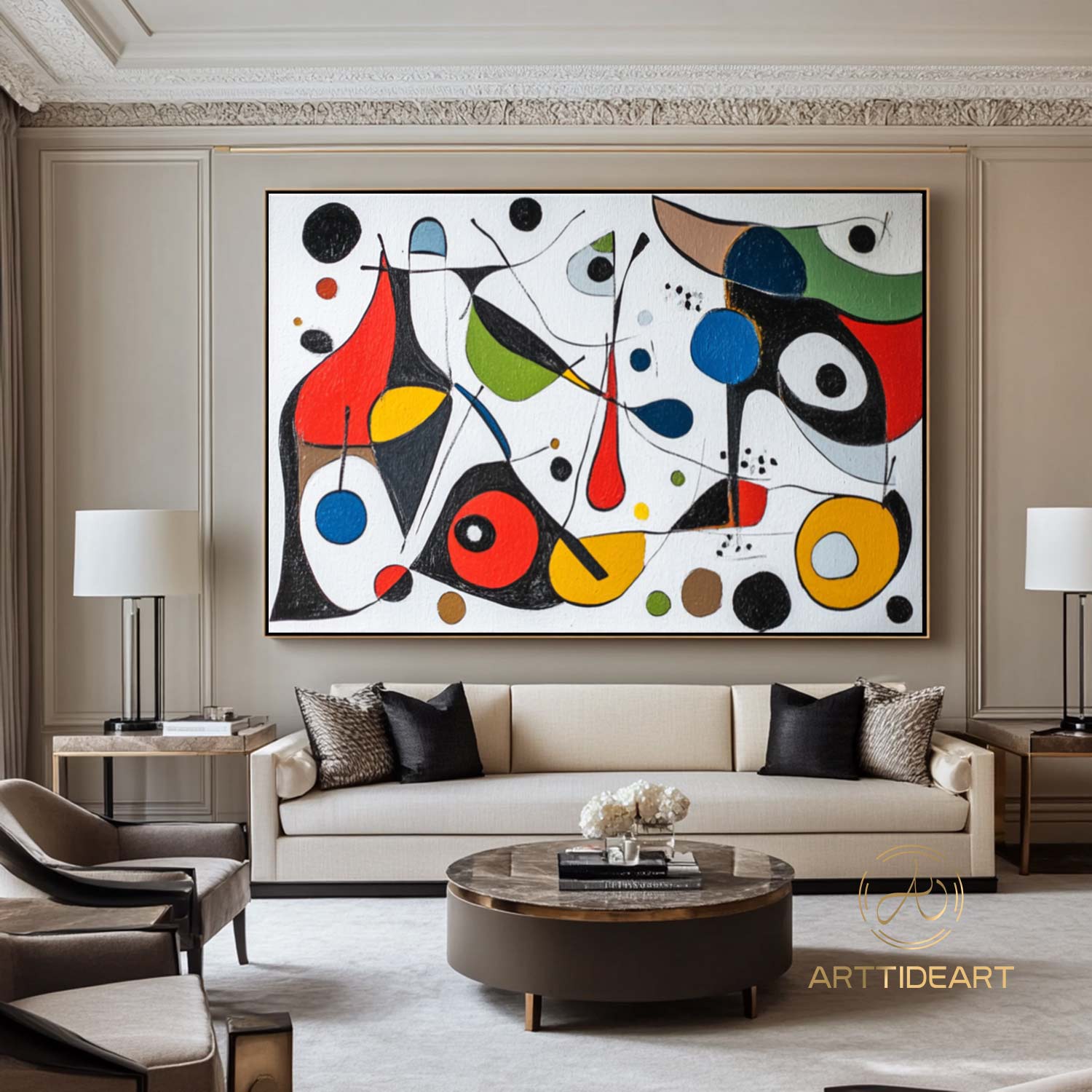 Large Abstract Colorful Painting on Canvas Colorful Textured Wall Art Modern Black and White  Painting Contemporary Living Room Art Vibrant Canvas Art