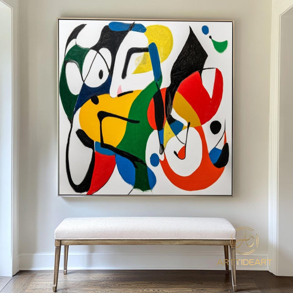 Original Abstract Colorful Cubist Faces Paintings On Canvas Picasso-Inspired Geometric Art Vibrant Modernism Oil Painting Home Wall Decor