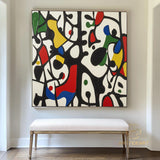 Large Abstract Colorful Painting,Abstract Colorful geometric Painting,Abstract Hand-painting Texture Colorful Wall Art Living Room Decor