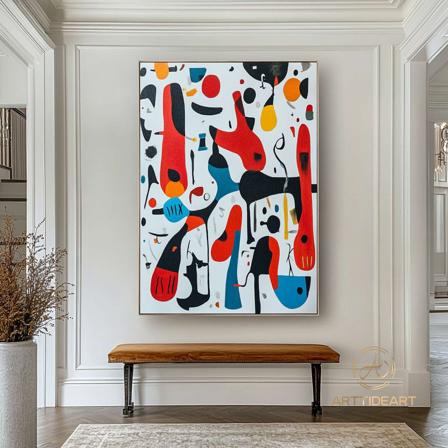 Mid-Century Modern Art Colorful Textured Abstract Painting on Canvas
Red Painting Blue Painting Bright Wall Art Texture Painting