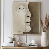 Figure Abstract Painting Portrait Abstract Painting Man Face Wall Art Large Textured Wall Art Original Beige Wall Painting Brown Oil Painting
