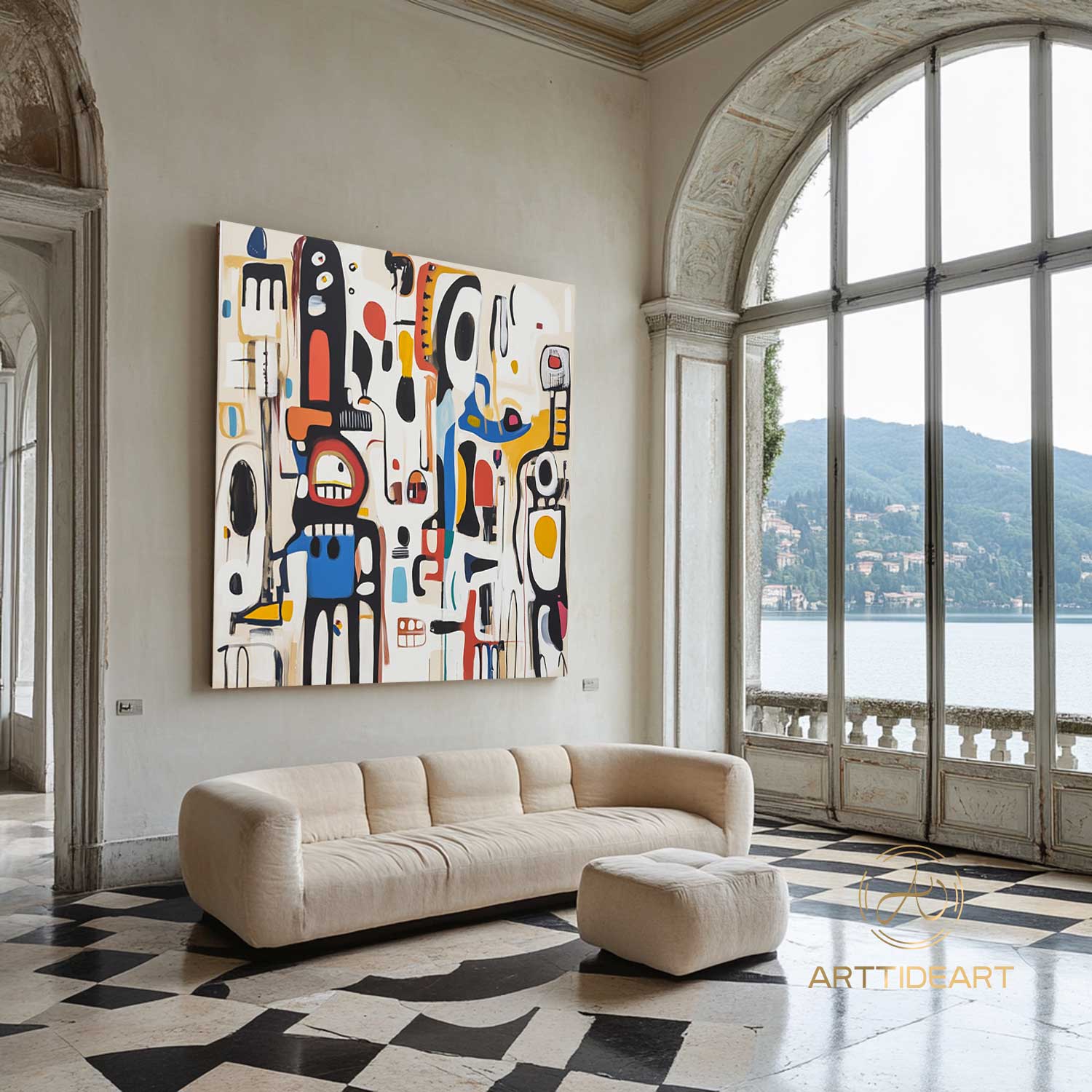 Original Abstract Colorful Cubist Faces Paintings On Canvas Picasso-Inspired Geometric Art Vibrant Modernism Oil Painting Home Wall Decor