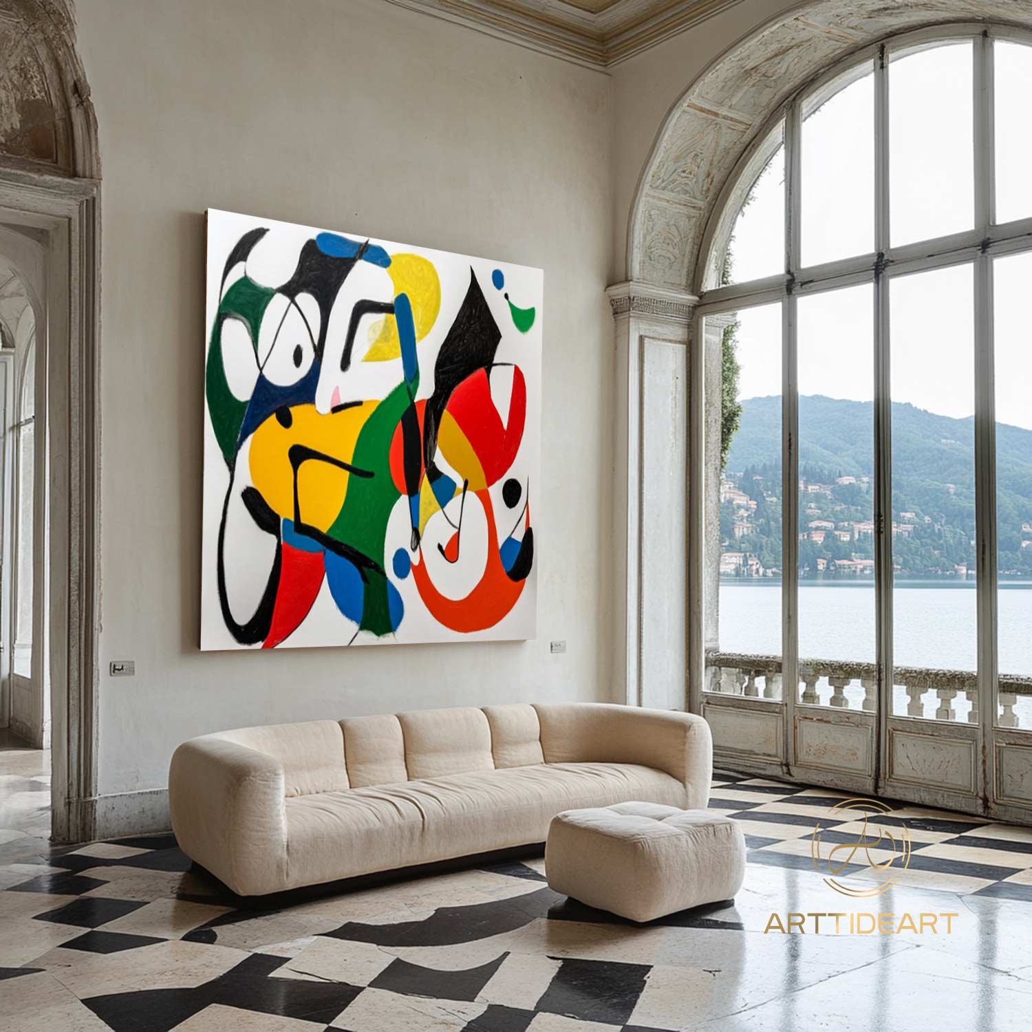 Original Abstract Colorful Cubist Faces Paintings On Canvas Picasso-Inspired Geometric Art Vibrant Modernism Oil Painting Home Wall Decor