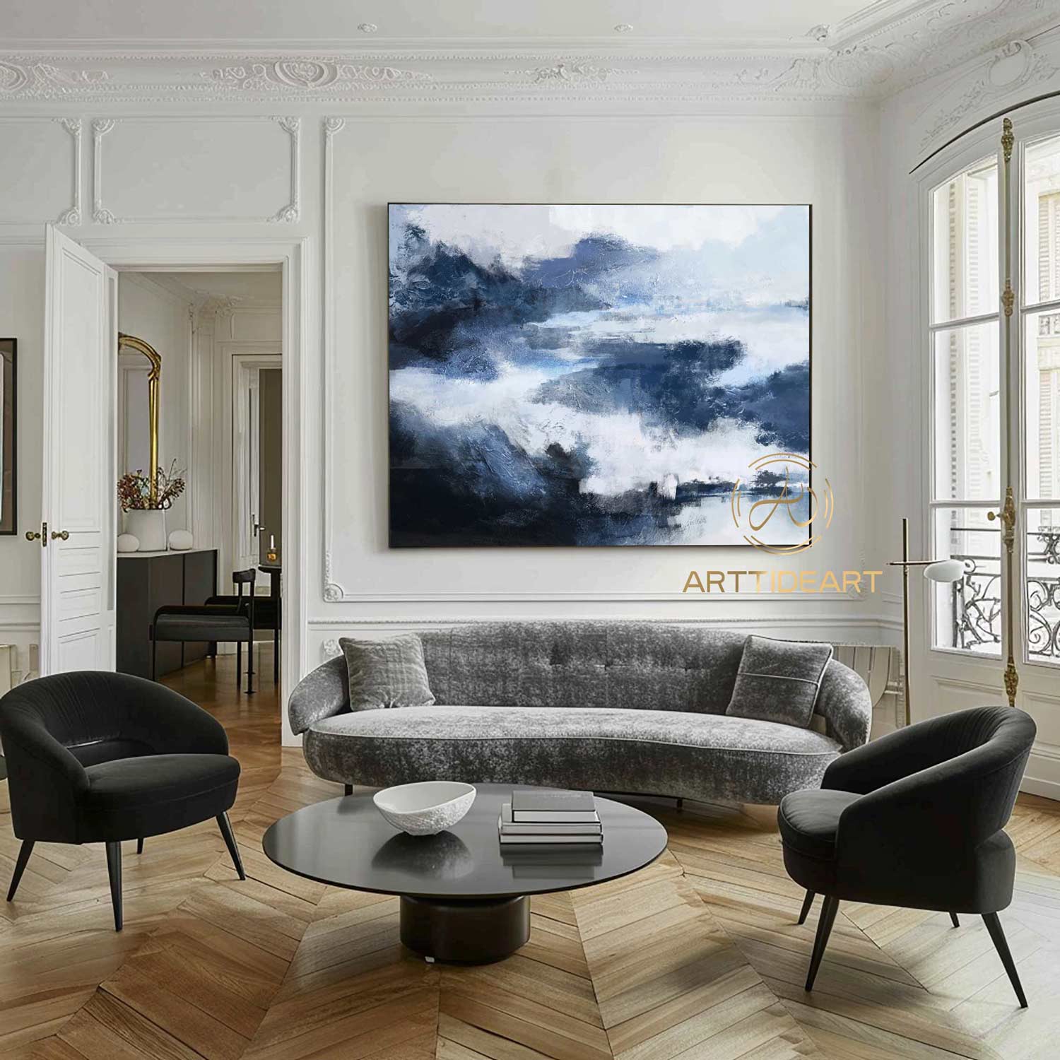 Pure Blue Minimalist Art Texture Art Minimalist Art Nevy Blue Wall Decor Dark Blue and White Wall Art Blue Wall Art Modernist Abstract Art