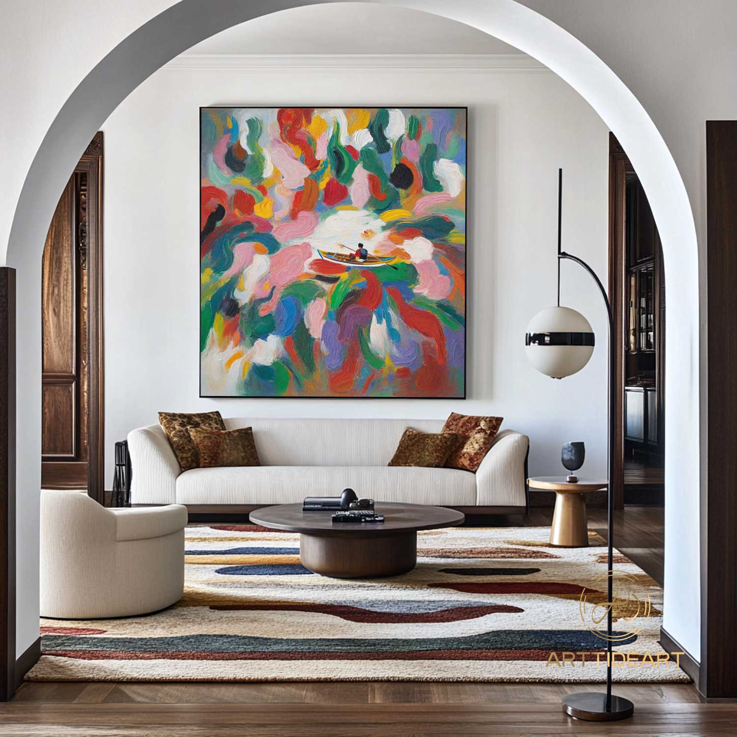 Colorful texture wall art sea wave painting colorful wall art green yellow blue abstract wall art Henri Matisse style impressionist painting
