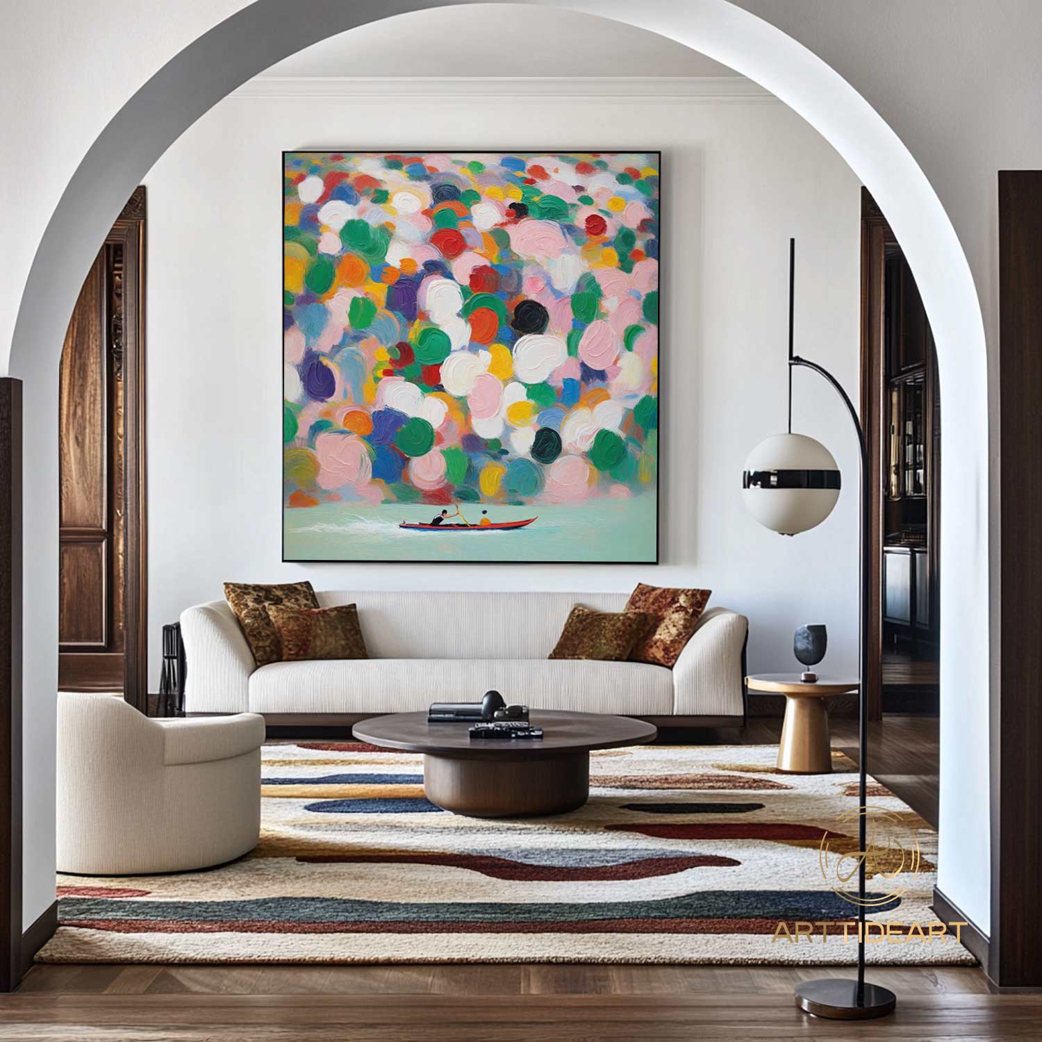 Colorful texture wall art sea wave painting colorful wall art green yellow blue abstract wall art Henri Matisse style impressionist painting