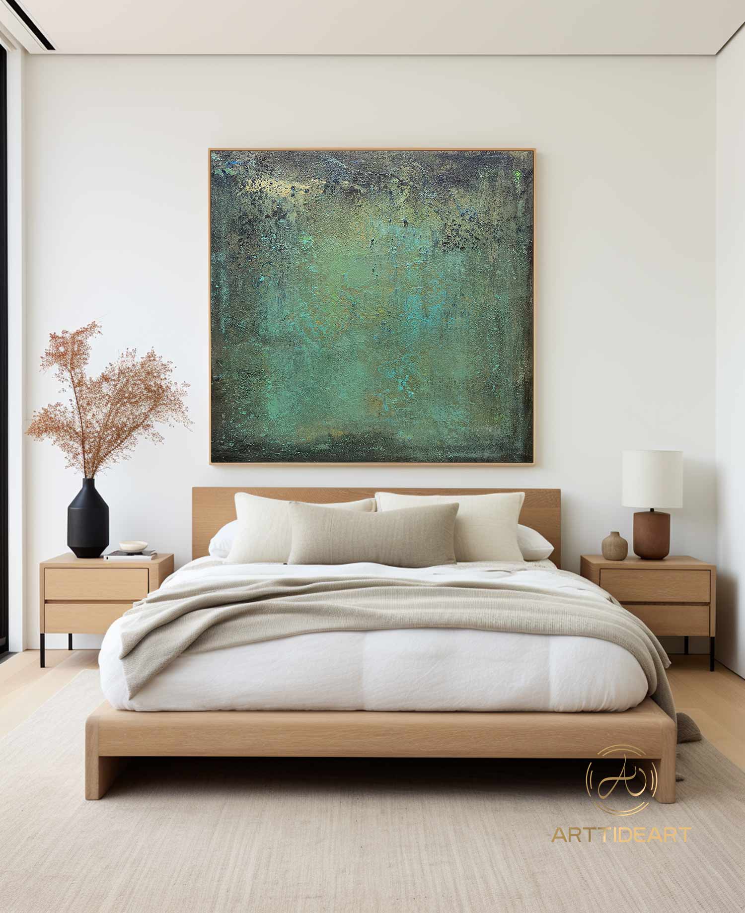 Green minimalism painting green wall art green canvas painting green abstract art green canvas wall art Large green abstract painting
