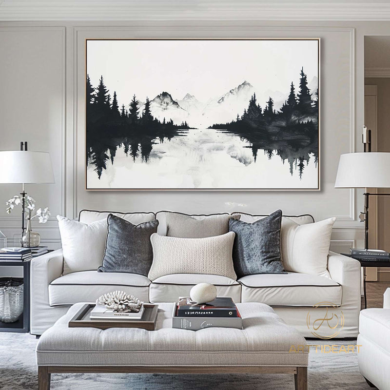 Large Abstract Forest Oil Painting On Canvas Black Tree wall Art Original Nature Landscape Painting Custom Painting Modern Living Room Decor