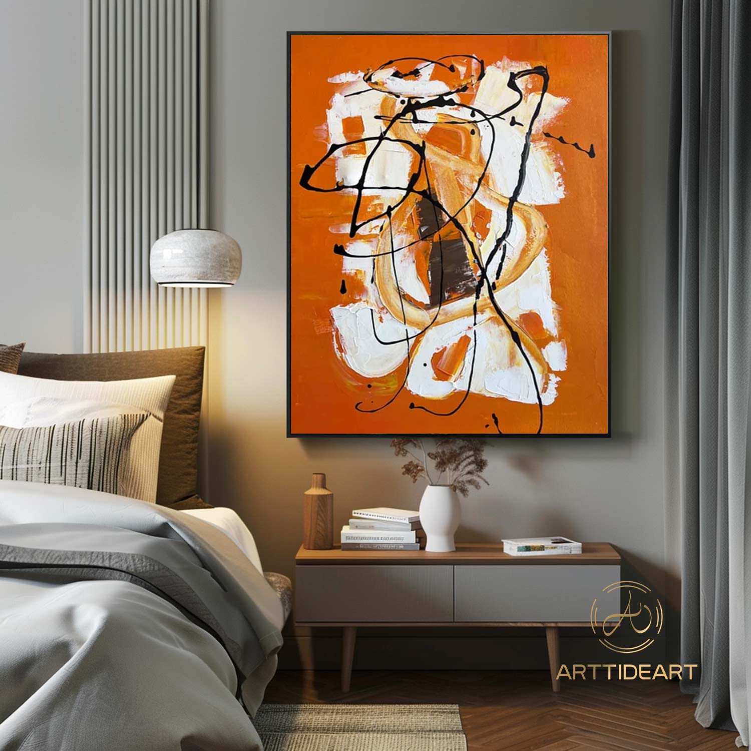 Large Abstract Painting Colorful Painting On Canvas Orange Painting Bright Wall Art Modern Wall Decor Orange Abstract Original Painting art