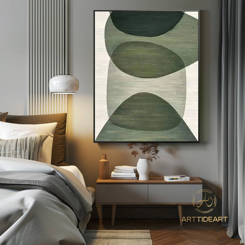 Large Green Texture Canvas Wall Art Green Abstract Geometric Art Green Wabisabi Wall Art Green and White Minimalist Canvas Art