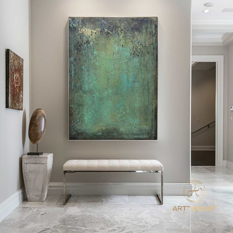 Green minimalism painting green wall art green canvas painting green abstract art green canvas wall art Large green abstract painting