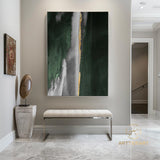 Large Modern Abstract Painting Green And Gold Canvas Abstract Art Gold Leaf Acrylic Painting Big Canvas Painting Contemporary Canvas Art