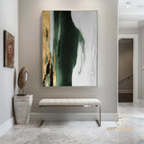 Original Acrylic Abstract Painting Green Gold White Neutral Abstract Canvas Art Gold Leaf Abstract Painting Extra Large Abstract Painting