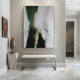 Large Original Abstract Painting Grey Green Gold Leaf Painting Minimalist Abstract Painting Extra Large Wall Canvas Painting For Living Room