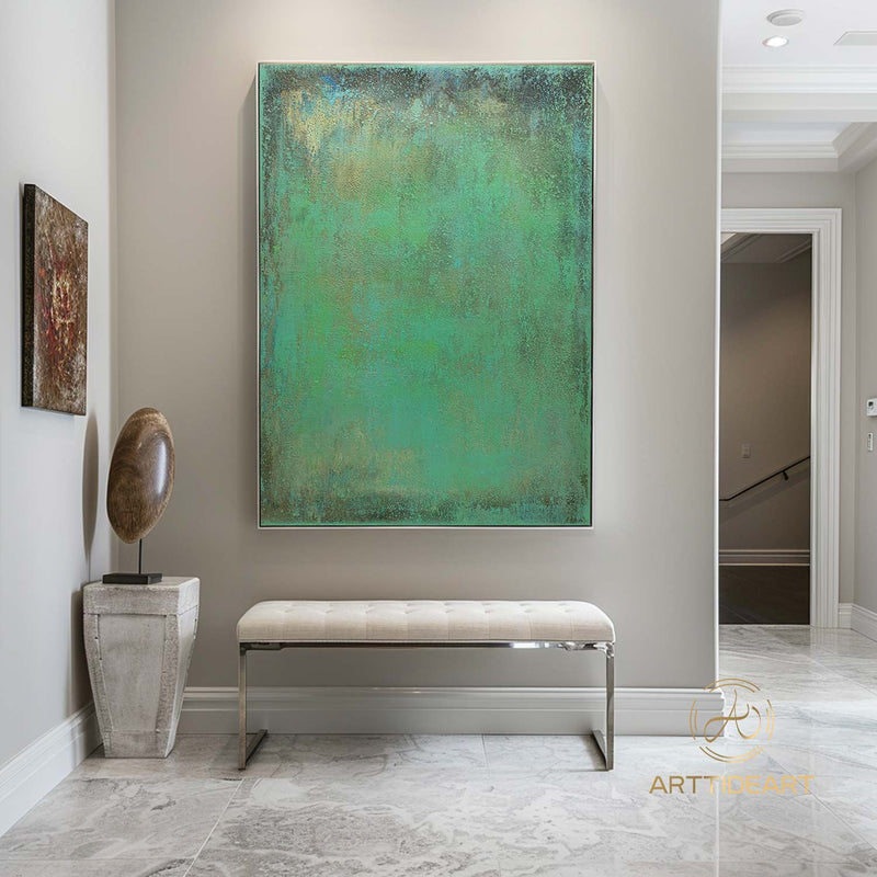 Large green abstract painting green abstract painting canvas green minimalist abstract art green wall art original simple abstract painting