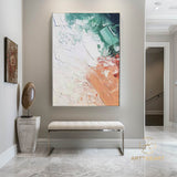 Large orange wall painting white wall art green painting beige painting blush painting 3D textured abstract art colorful painting