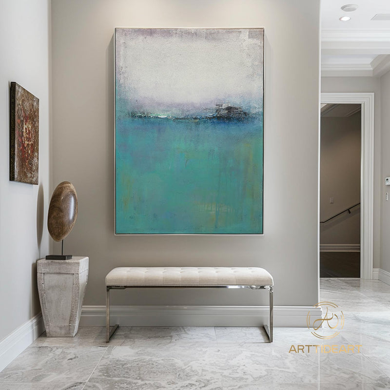 Original Abstract Painting Minimalist Abstract Painting Large Abstract Painting Blue Painting Green Painting Large Wall Canvas Painting