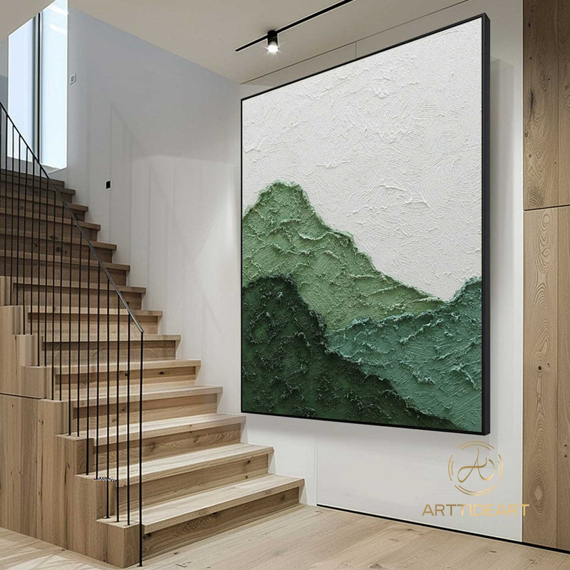 Green 3D Textured Painting Large Green Abstract Painting Green Minimalist Painting Green Wall Painting Green Wall Art Green Wall Decor