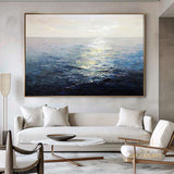 large abstract sunset painting blue sea abstract painting ocean painting coastal painting on canvas seascape painting landscape painting