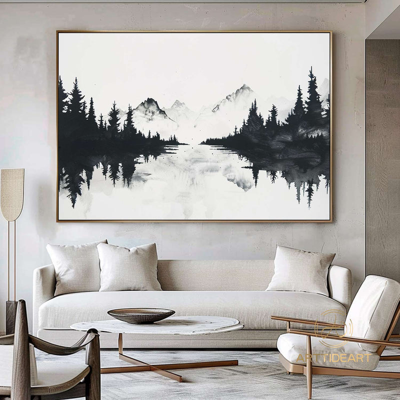 Large Abstract Forest Oil Painting On Canvas Black Tree wall Art Original Nature Landscape Painting Custom Painting Modern Living Room Decor